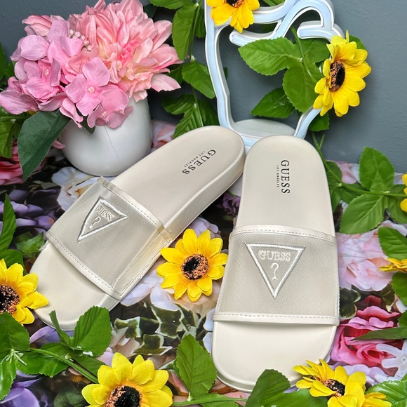 GUESS Women's Beige Slide Sandals - Picture 9 of 14